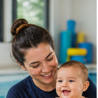 Bebê em atendimento aquático com terapeuta